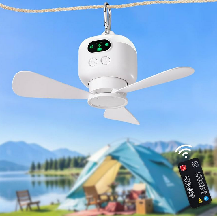 Tent ceiling fan with LED for gaming in tents